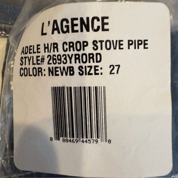 NEW! L'Agence Adele High Rise Crop Stove Pipe Jeans in Newberry Wash Size 27 - Picture 14 of 15